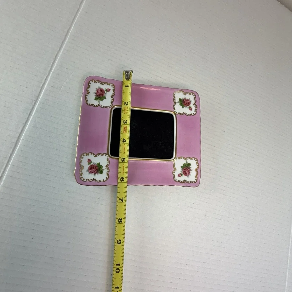 Vintage Victorian Pink Gold Porcelain Picture Frame Floral Cottagecore 7